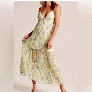 Abercrombie & Fitch Floral Maxi Dress - Yellow and Blue